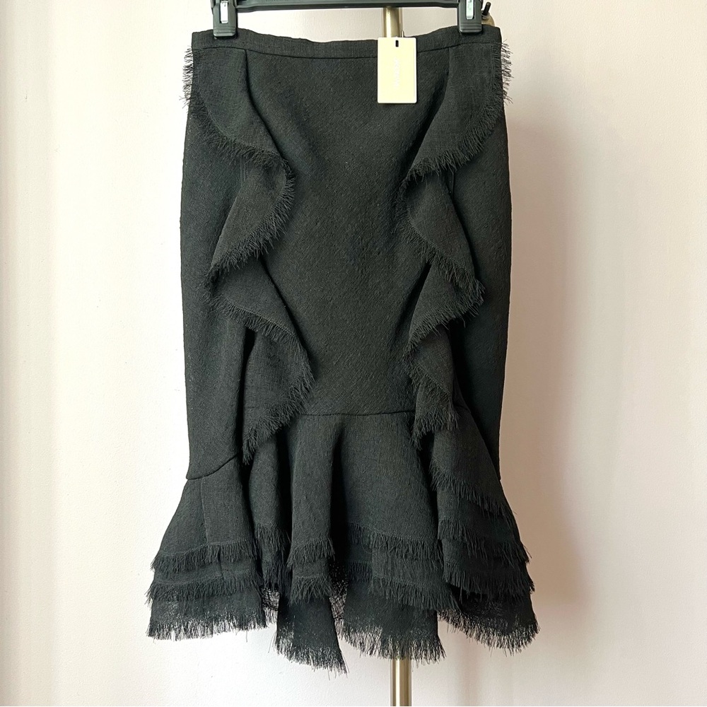 Jason Wu NWT Textured Ruffle Mermaid Black Midi Skirt